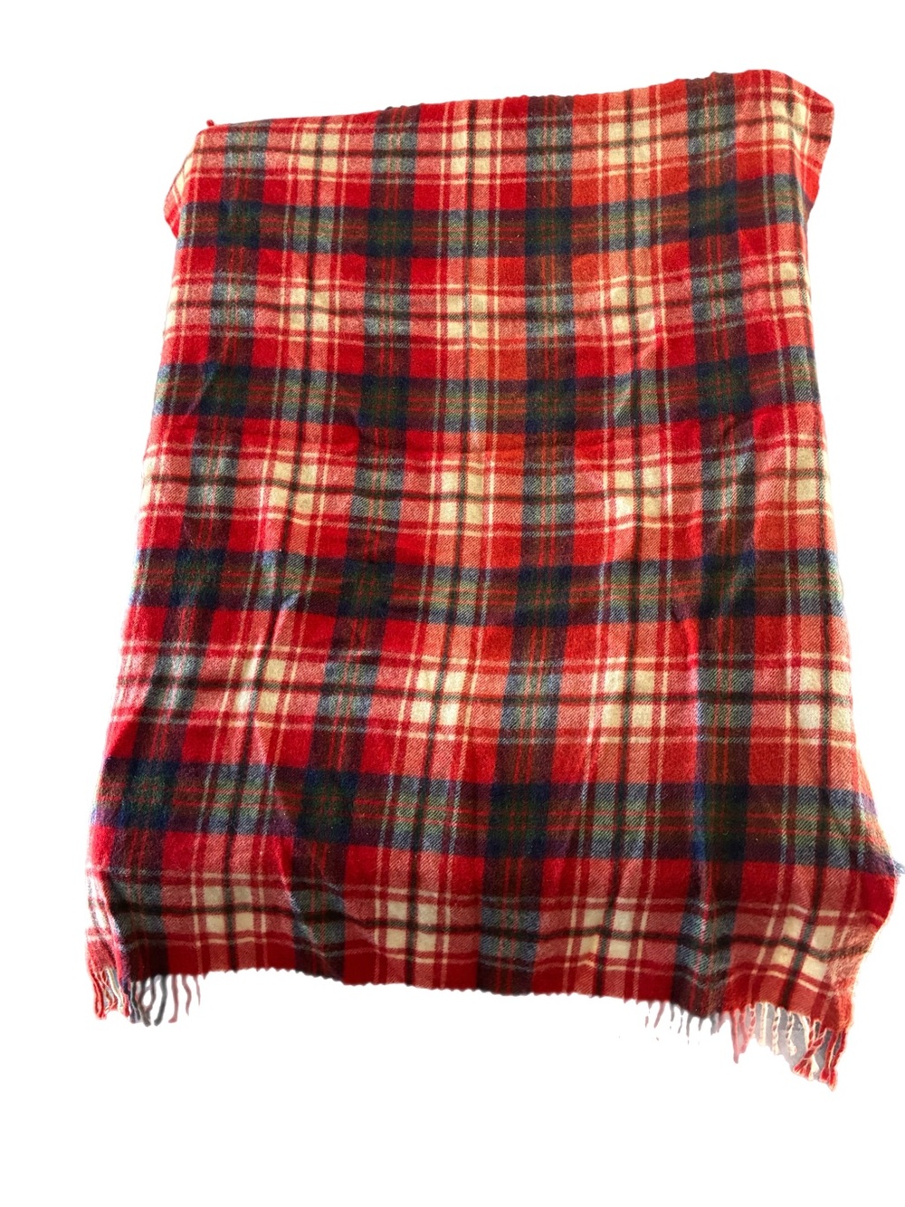 Orange Wool Plaid Fringe Throw Blanket Home Accents Western Farmhouse Country